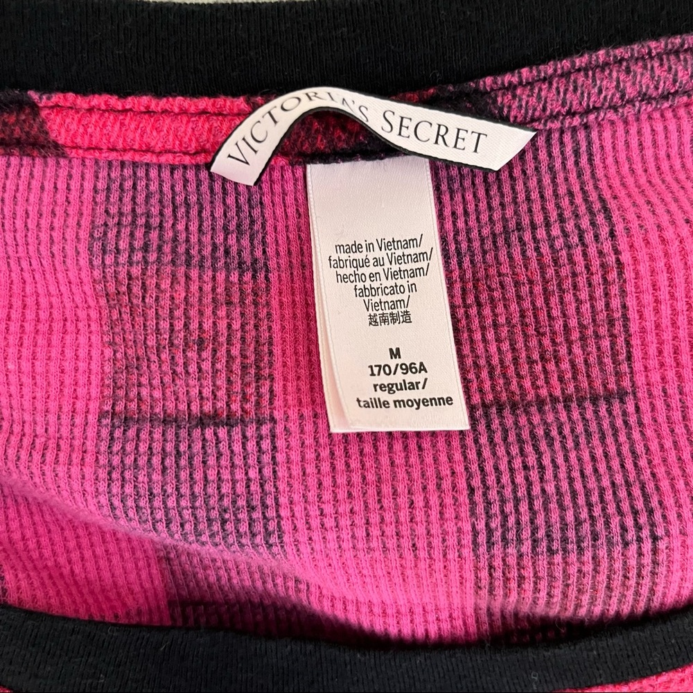 Victoria’s Secret Pink Black Plaid Thermal Pajama Set Medium - Picture 5 of 6